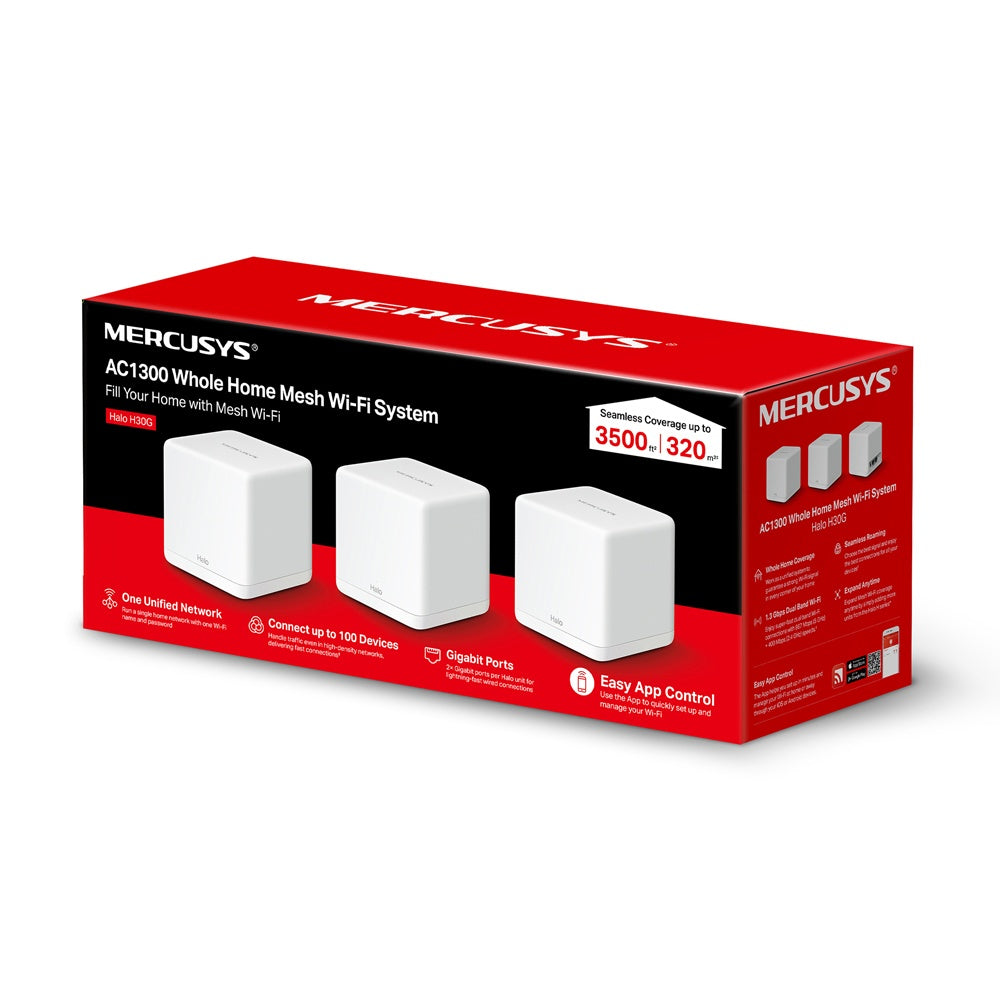 Mercusys Halo H30G (3-pack) AC1300 Whole Home Mesh Wi-Fi System