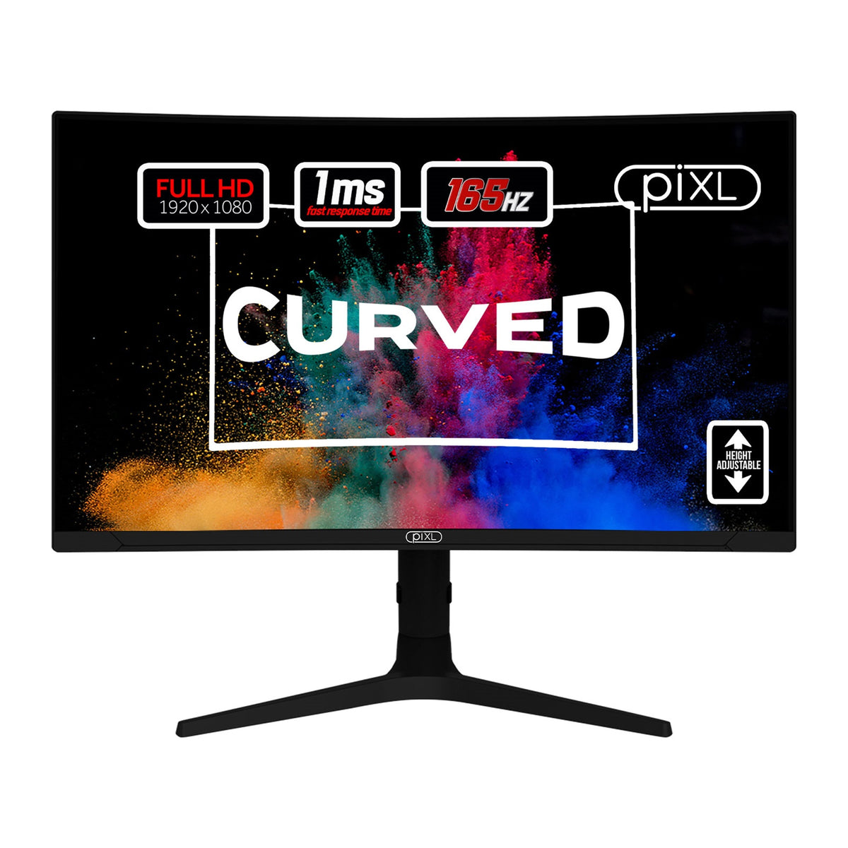 piXL CM27C7 27 Inch 165Hz Full HD Curved HDR Widescreen Gaming Monitor with AMD Freesync & NVidia G-Sync, 1ms Response Time, 165Hz Refresh Rate, DisplayPort, HDMI, USB-A, VESA Mount & Height Adjust