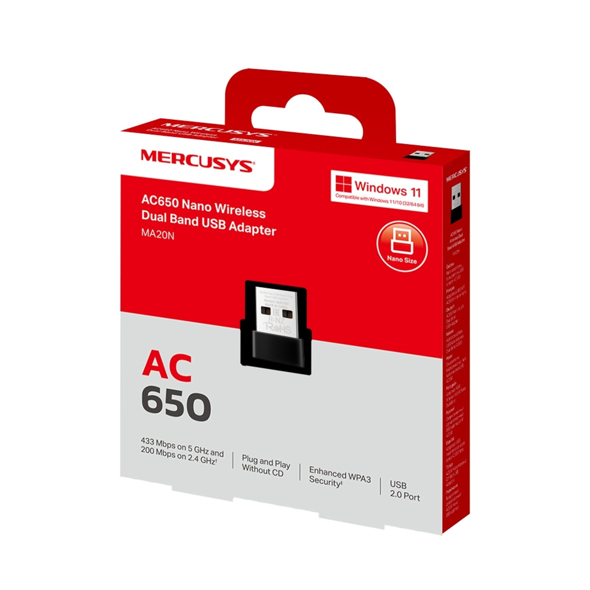 Mercusys MA20N AC650 Nano Wi-Fi USB Adapter