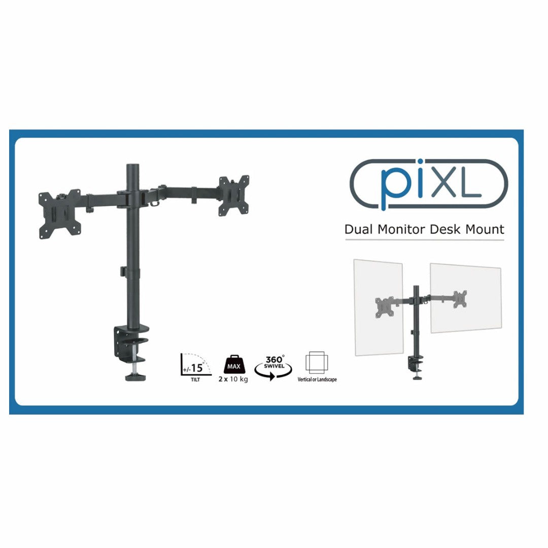 piXL Double Monitor Arm, For Upto 2x 27 inch Monitors