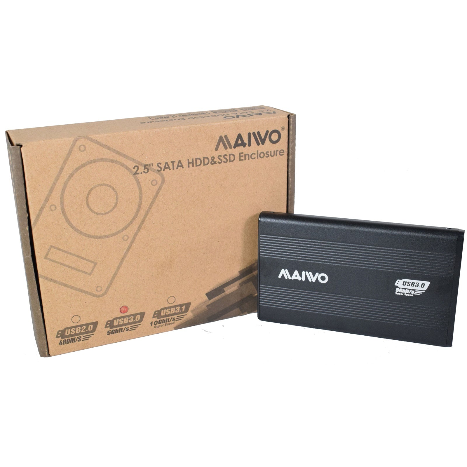Maiwo USB 3.0 2.5" External Hard Drive Enclosure - Black caddy