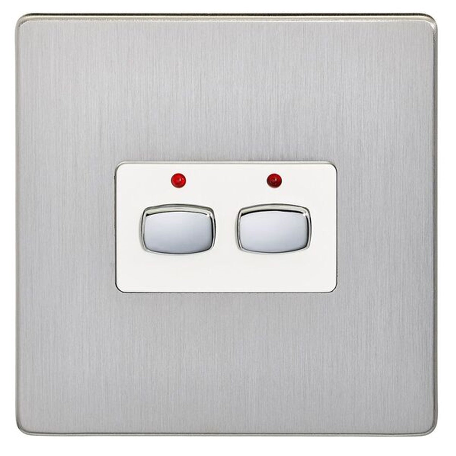 Energenie MiHome 2-Gang Light Switch Brushed Steel MIHO073