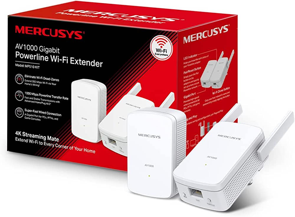 Mercusys MP510 KIT AV1000 Wireless N300 Gigabit Powerline Starter Kit (UK Plug)