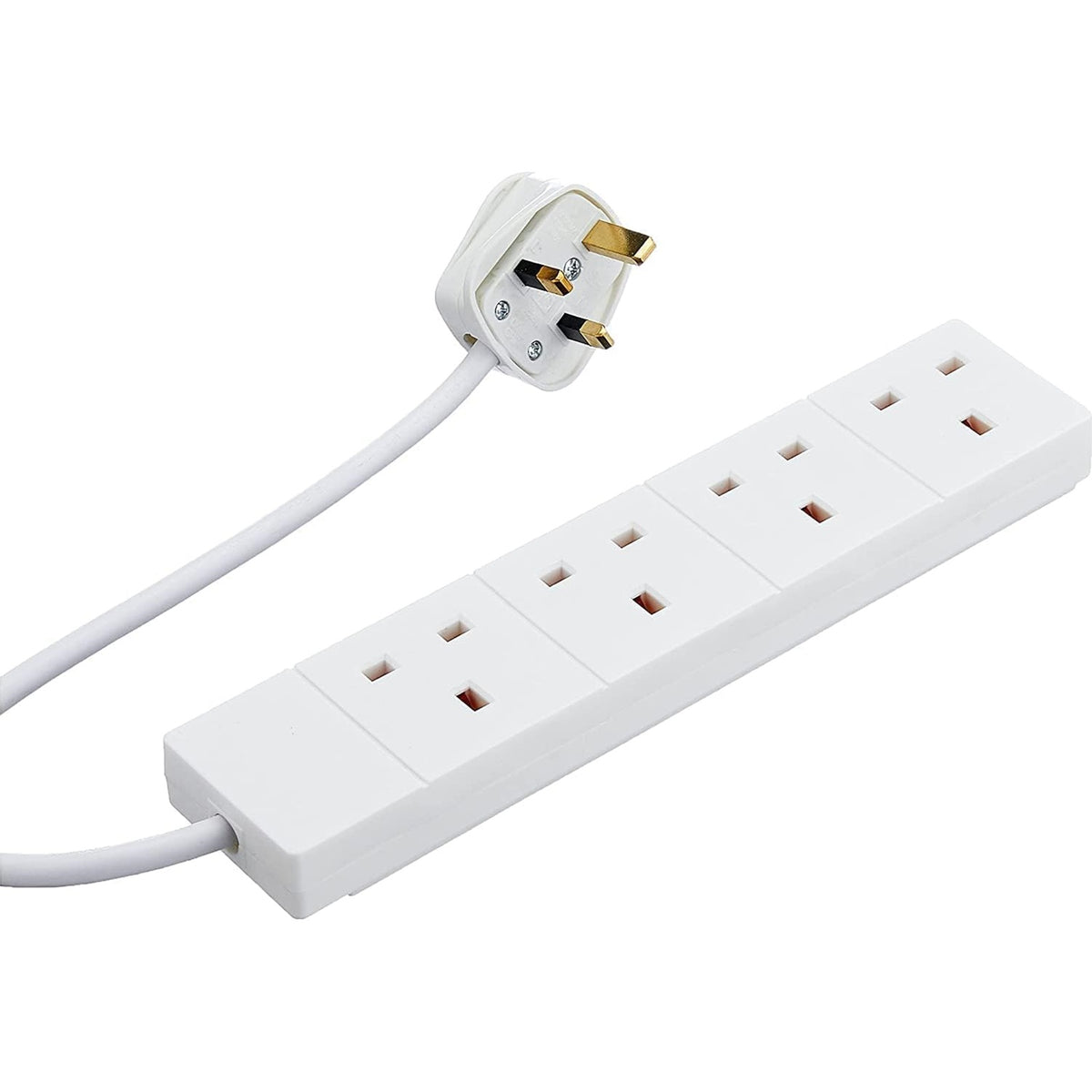 4 Gang White Power Extension 2m Cable