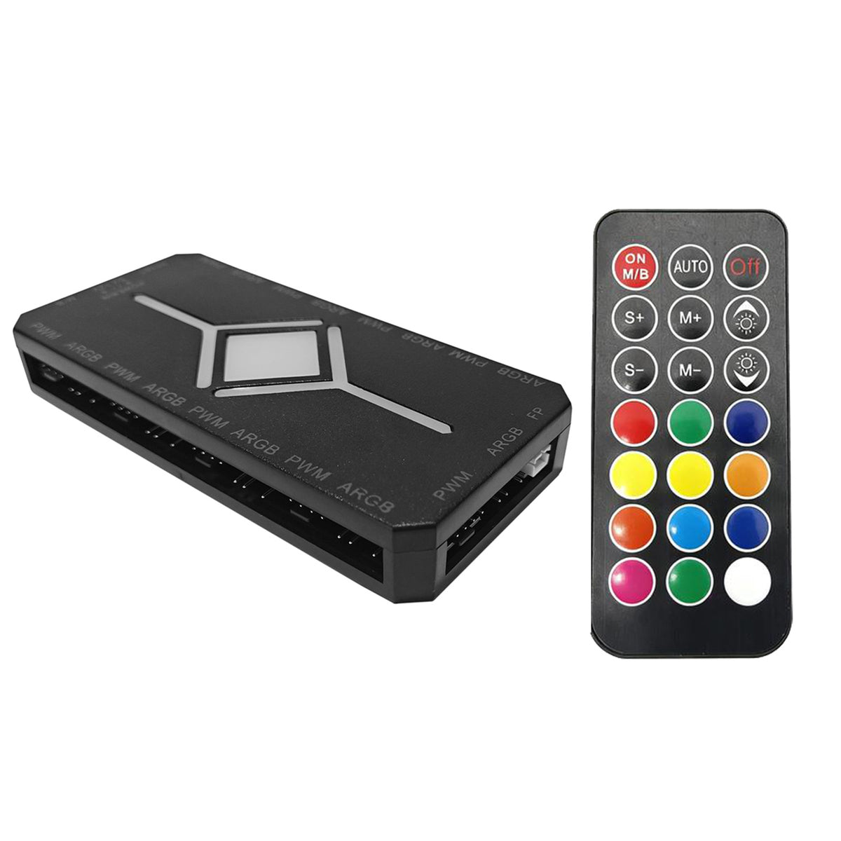 CIT ARGB PWM 9 Port Fan Hub With SATA Power and RF Remote