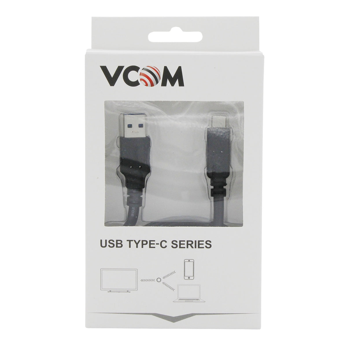 VCOM USB 3.0 A (M) to USB 3.1 C (M) 1m Black Retail Packaged Data Cable