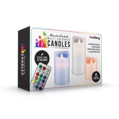Remote Control Multicolour Candles (Set of 3)