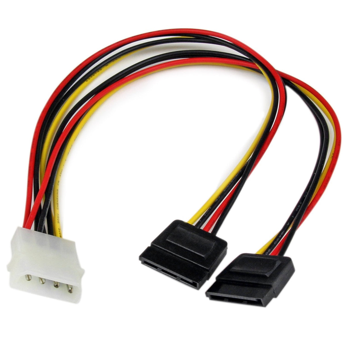 StarTech 4-pin Molex (M) to 2 x SATA Power (F + F) 0.3m Retail Packaged Internal Splitter Cable