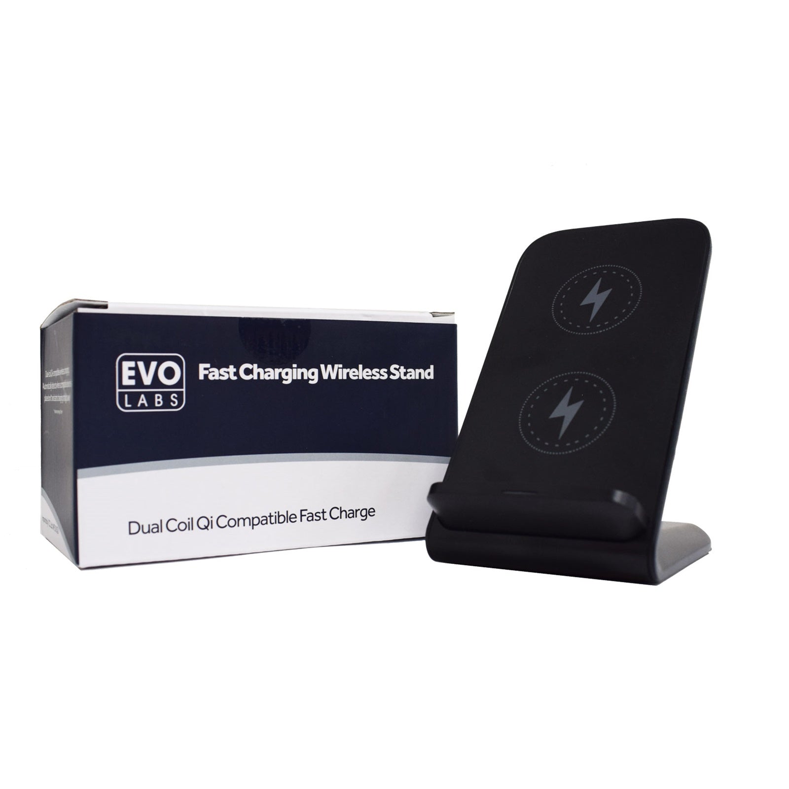 Universal Dual Coil Fast Charging QI Wireless Charging Stand Black