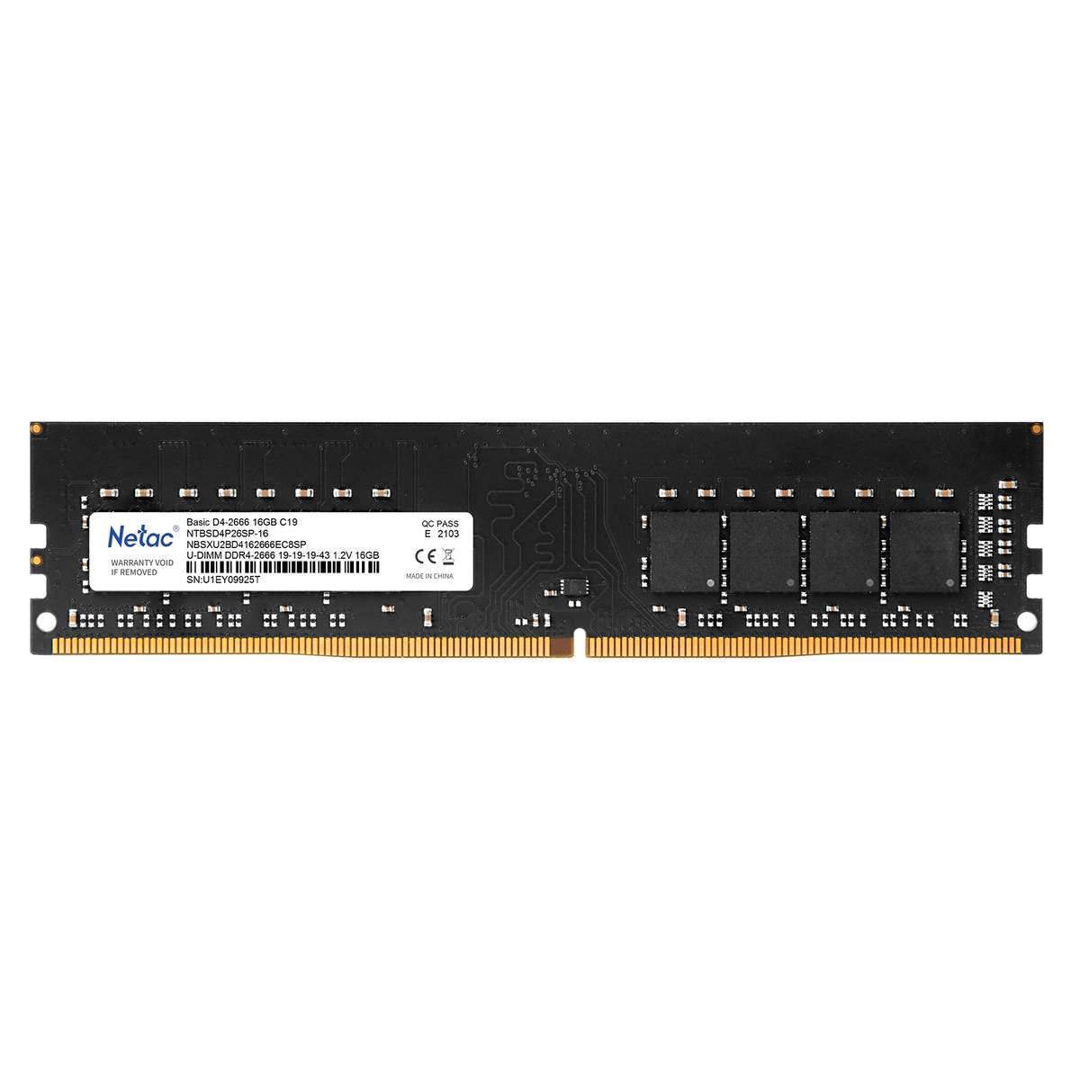 Netac 16GB DIMM System Memory, DDR4, 3200MHz